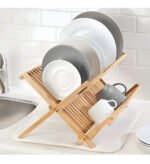 Escurre Seca Platos Madera Plegable Bamboo Color Marrón - Imagen 3