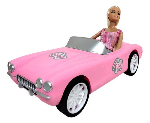 Muñeca 30 Cm Tiny Con Su Auto De Paseo Con Sticker Tun Tuni Color Auto Rosa Sebigus