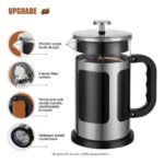 Cafetera Embolo Prensa Francesa 1000 Cc Plateada Acero Inox - Imagen 2