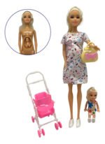 Juguete Muñeca 30cm Tiny Mamá Embarazada Bebe Cochecito Hija - Imagen 4