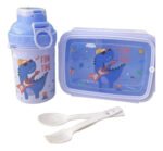 Set Lunchera Hermético Con Divisiones Vianda Escolar Vaso - Imagen 2