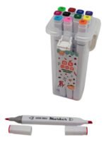 Marcadores Fibrones Resaltadores Doble Punta Con Estuche X12