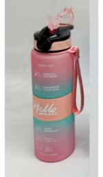 Botella Motivacional Agua Gimnasio 1 Litro Con Pico Goma Color Rosa - Imagen 3