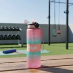 Botella Motivacional Agua Gimnasio 1 Litro Con Pico Goma Color Rosa