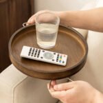 Bandeja Auxiliar Redonda Bambú Master Sale Sillón Marrón Oscuro