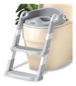 Asiento Reductor Inodoro Bebé Ok Baby Gris Con Escalera Antideslizante - Imagen 4