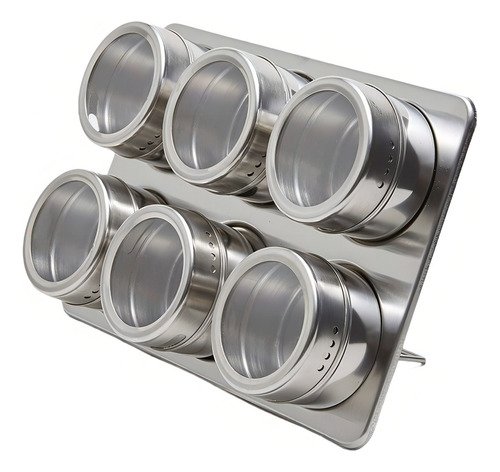 Especieros Condimenteros Imantados X6 Magneticos Color Plateado