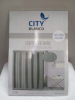 Cortina De Baño City Blanco Con Teflon Y Ganchos Liso Color Gris Oscuro Teflon Con Ganchos - Imagen 2