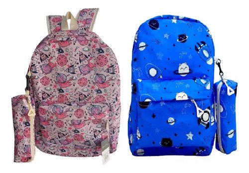Mochila Escolar Zaki Rosa Niñas Kawaii Con Cartuchera Y Estampado