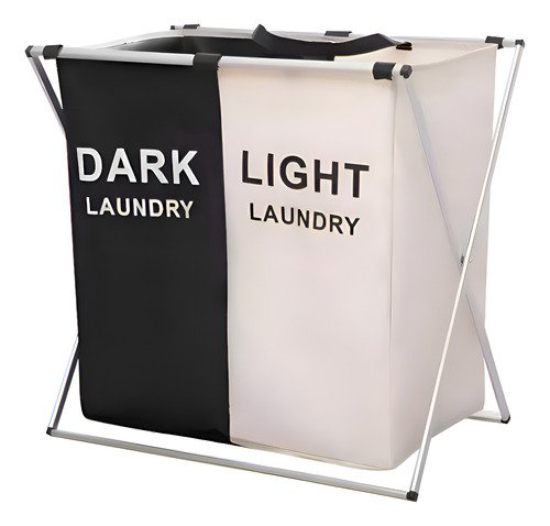 Cesto Canasto Doble Laundry Ropa Sucia Bicolor Color Negro