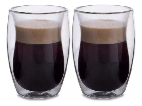 Vaso Taza Doble Vidrio Cafe Bebidas 90ml X2 Unidades Ms