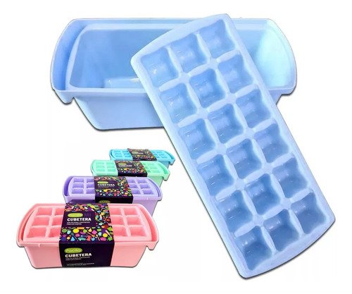 Pack 3 Cubeteras Hielera Plástico Con Contenedor De Guardado