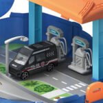 Juguete Pista Autos Mochila Policia Bombero Construccion Color Azul - Imagen 4