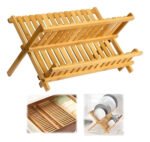 Escurre Seca Platos Madera Plegable Bamboo Color Marrón - Imagen 4