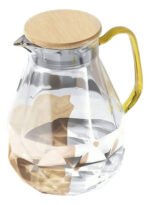 Jarra Vidrio Tapa Hermetica Bambu 1600ml Agua Cocina Tragos