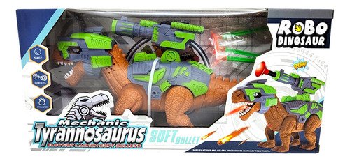 Dinosaurio Con Lanza Dardos Camina Luz Y Sonido ELG 54340 Color Dino Marron