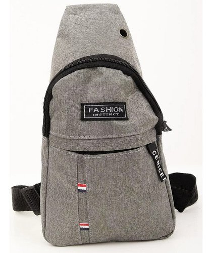 Morral Bandolera Bolso Mochila Cruzado 2 Cierres Color Gris Diseño De La Tela Liso