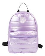 Mochila Puffer Chica Urbana Nena Mujer Tornasolada Color Lila Diseño De La Tela Metalizado