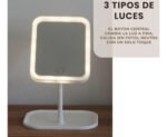 Espejo Maquillaje Con Pie Luz Led Tactil Plegable Usb Marco Blanco - Imagen 9