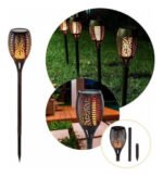 2 Antorchas Solar Estaca Luces Efecto Fuego Jardín Parque