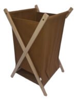 Cesto Canasto Organizador De Ropa Plegable Madera Y Tela - Imagen 4