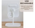 Espejo Maquillaje Con Pie Luz Led Tactil Plegable Usb Marco Blanco - Imagen 8