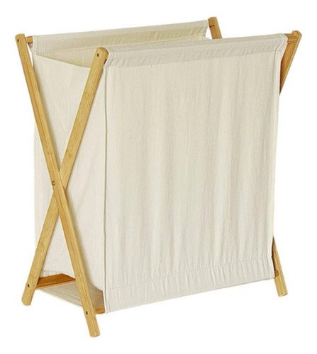 Cesto Canasto Organizador De Ropa Plegable Madera Y Tela