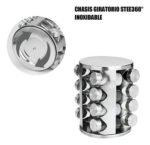 Especiero Giratorio Acero Inoxidable Ms 12 Frascos Vidrio Mesa Plateado - Imagen 8