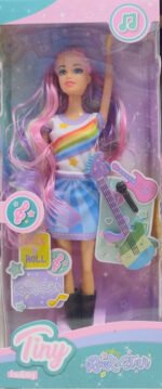 Juguete Muñeca Tiny 30cm Rock Star Pelos De Colores Guitarra - Imagen 4
