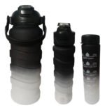 Set De 3 Botellas Deportiva Motivacional Medidor Gimnasio Color Negro