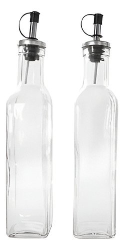 Set Aceitero Vinagrero De Vidrio 25cm Alto Pico Vertedor