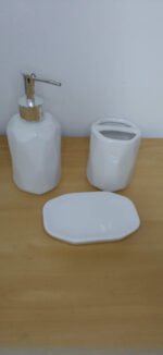 Set De Baño X3 Piezas Cerámica Dispenser Jabonera Baby Movil - Imagen 4