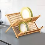 Escurre Seca Platos Madera Plegable Bamboo Color Marrón - Imagen 9