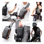 Mochila Bolso Cruzado Bandolera Antirrobo Impermeable Color Negro Diseño De La Tela Liso - Imagen 3