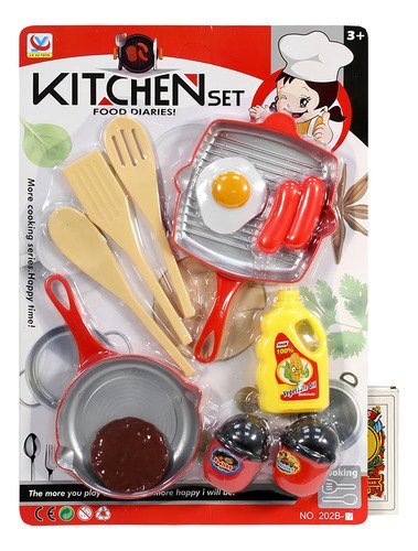 Juguete Set De Cocina Infantil Blister Comiditas Babymovil Color Rojo