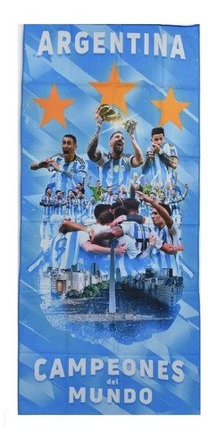 Toallon Playero Estampado Boca River Argentina Messi 70x150