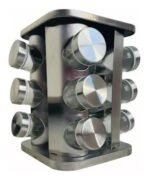 Especiero Condimentero Giratorio Acero Inox X12 Cuadrado - Imagen 3