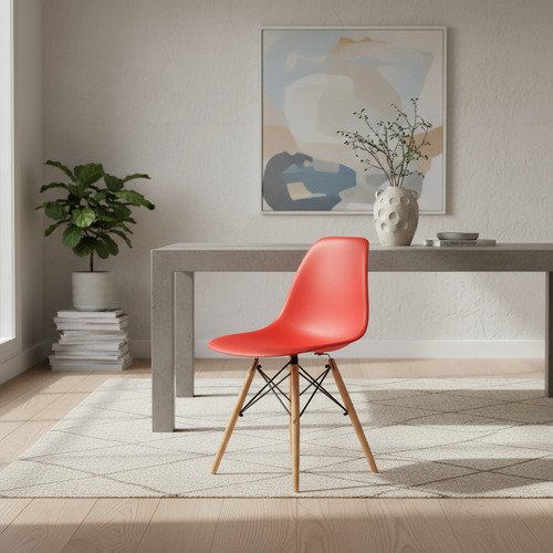 Silla Comedor Unidades Eames Eiffel Reforzada Pata Madera