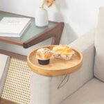 Bandeja Mesa Auxiliar Sillon Redonda Bambu Con Ajuste