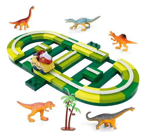Pista Carreras Auto Electrica Dinosaurios 80pzs Babymovil