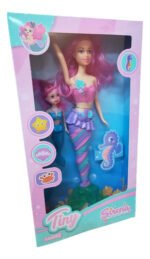 Muñeca Sirena Luz Con Mini Sirenita Vs Colores Tiny Fantasy - Imagen 3