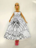 Muñeca Infantil Tiny Y Su Vestido Para Pintar Fibras Colores - Imagen 4