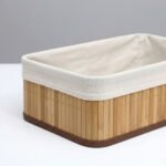Set X3 Canastos Organizadores Laundry Bambu Bamboo Tela - Imagen 5