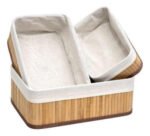 Set X3 Canastos Organizadores Laundry Bambu Bamboo Tela - Imagen 2