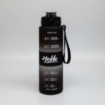 Botella Motivacional Agua Gimnasio 1 Litro Con Pico Goma Color Negro - Imagen 3