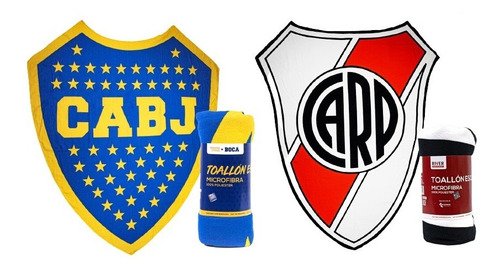 Toallon Playero Escudo Boca River 140x165cm Grande Babymovil