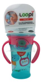 Vaso Antiderrame Magic 360 Con Asas 210ml Loopi 9162 Color Rosa Animalitos - Imagen 2