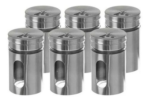 Set Especieros De Vidrio Y Acero X 6 Unidades Ms