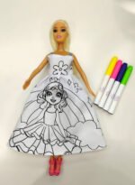 Muñeca Infantil Tiny Y Su Vestido Para Pintar Fibras Colores - Imagen 3