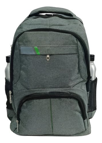Mochila Clasica Estilo 48x33x15 Escolar Urbana Reforzada Color Gris Diseño De La Tela Liso
